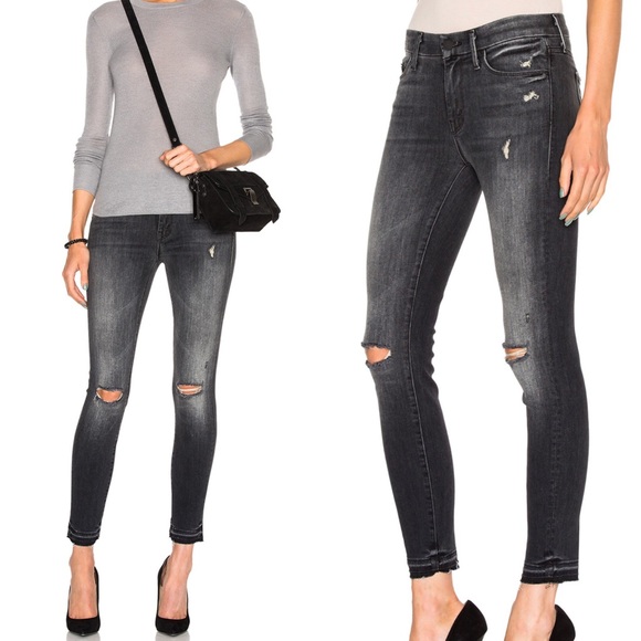 MOTHER • Looker Jean Washed Black Ripped Knee - Picture 2 of 7